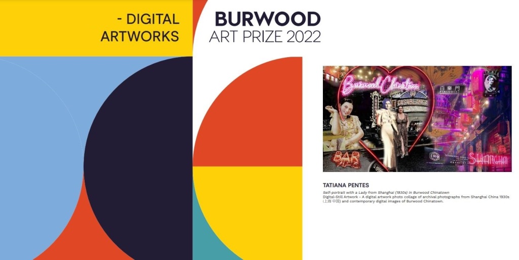 Artist Tatiana Pentes digital painting Self-portrait with A Lady From 上海 Shanghai in Burwood Chinatown won Highly Commended Burwood Art Council Prize 2022