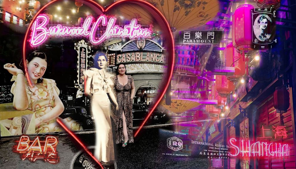 Artist Tatiana Pentes digital painting Self-portrait with A Lady From 上海 Shanghai in Burwood Chinatown won Highly Commended Burwood Art Council Prize 2022 