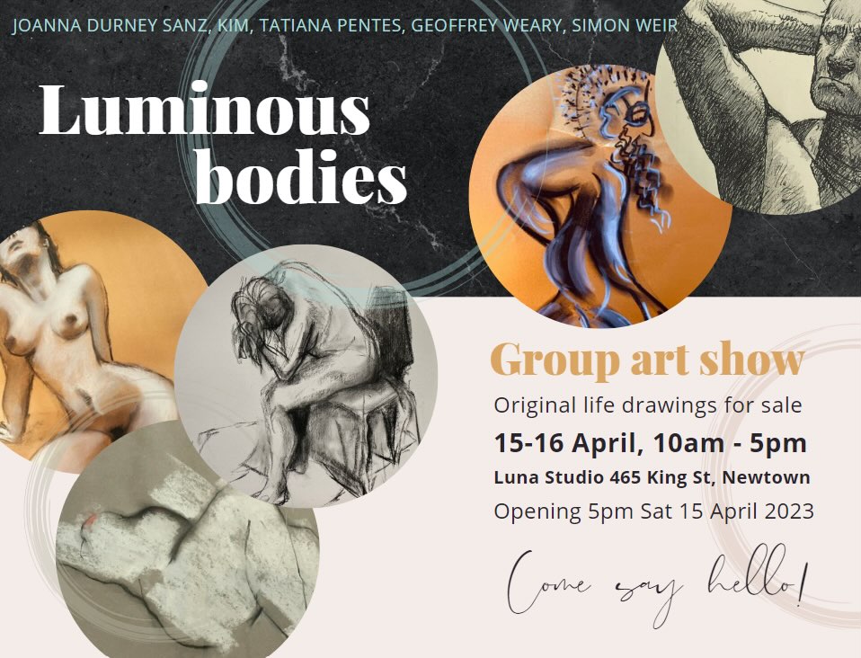 A group show featuring life drawings inspired by El Rocco jazz cellar will open on 15 April at Luna Studio in Newtown, Sydney.