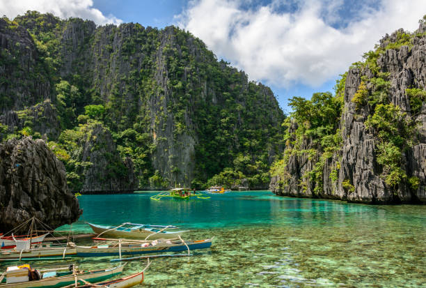 El Nido was not like Kythera, though it belonged to the same grammar of islands.
Where Kythera was austere and ancient, El Nido was lush, cinematic, almost indecent in its beauty. Limestone karsts rose from the water like cathedrals made by weather. The lagoons were crystal-clear, green-blue, luminous from within. Boats moved between islands in the Bacuit Archipelago as if crossing a dream someone had painted too generously.
Pedro and Sinta travelled by boat to Miniloc Island. The sea was glass in the morning, then silver by noon, then indigo at dusk. Sinta wore a white cotton dress over her swimsuit, her hair tied with a red scarf. Pedro wore linen trousers rolled at the ankle and a loose shirt already softened by salt.
They swam in lagoons so clear their bodies seemed suspended in air.
Sinta floated on her back and said, “This is what love should feel like.”